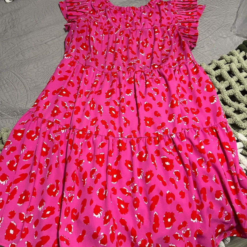 Pink and Red Leopard Print Dress